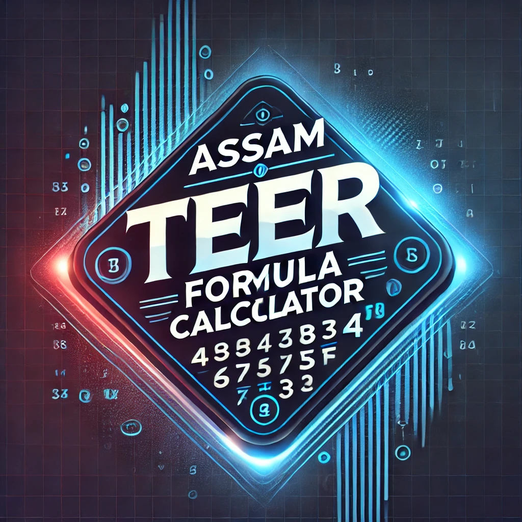 DALL·E 2025 02 21 18.51.44 A modern and high impact feature image for an Assam Teer Formula Calculator. The background features a sleek blend of dark blue and black with subtl